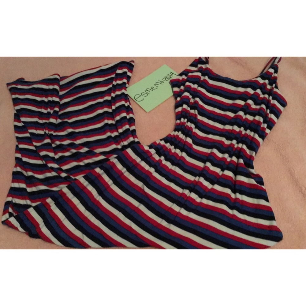 Red white & blue striped maxi dress